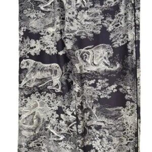 DIOR silk  navy pants in Toile de Jouy Sauvage motif SZ 4